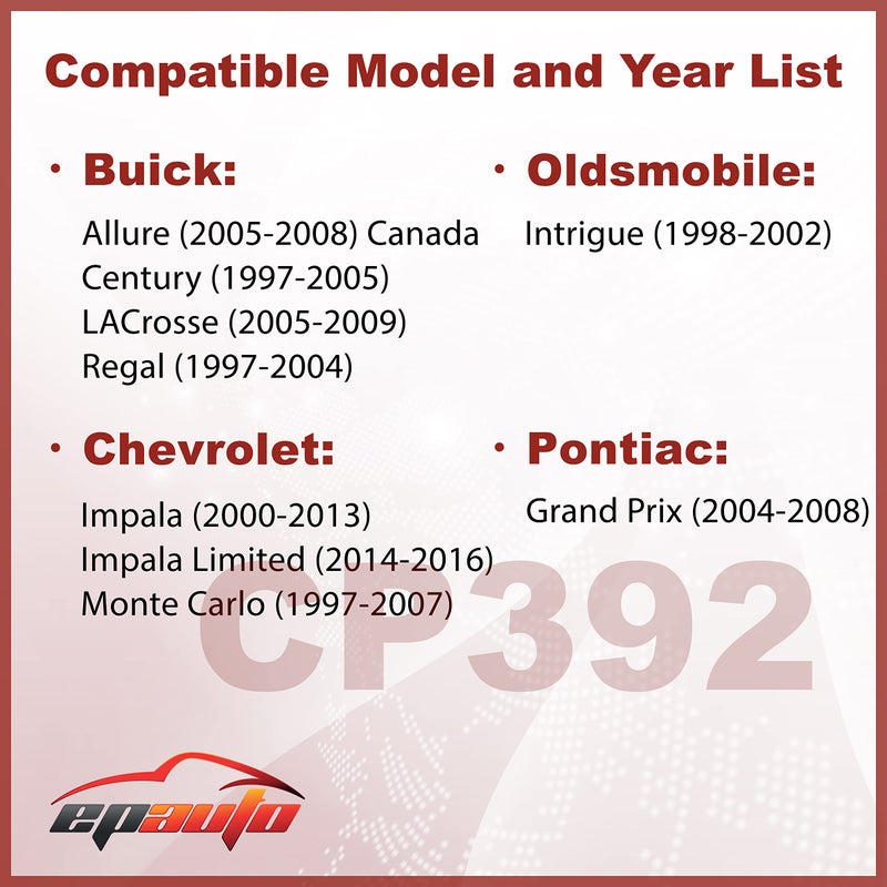 EPAuto CP392 (CF8392A) Cabin Air Filter, Replacement for Buick LaCrosse, Century, Regal, Chevy Monte Carlo, Pontiac Grand Prix, Oldsmobile Intrigue FIts 1997â€“2009 Models; Chevy Impala (2000-2016) - Image 2